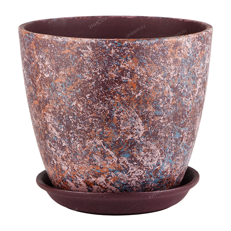 Горшок Бутон Яшма лиловый 3,8л 18см с поддоном (уп.6)