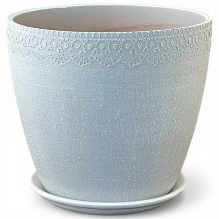 Горшок Бутон Тесёмка-бязь d21см с поддоном, гончарка (уп.2)