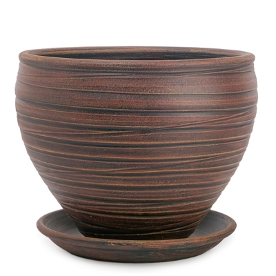 Горшок Модерн шоколад 5,5л 24см с поддоном, гончарка