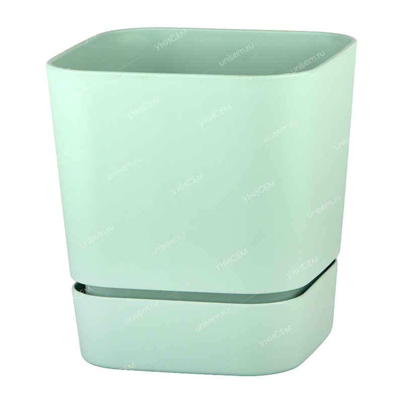 Горшок Гранд Квадрат 12,6л 25,5*25,5*27 мята с поддоном (уп.4)