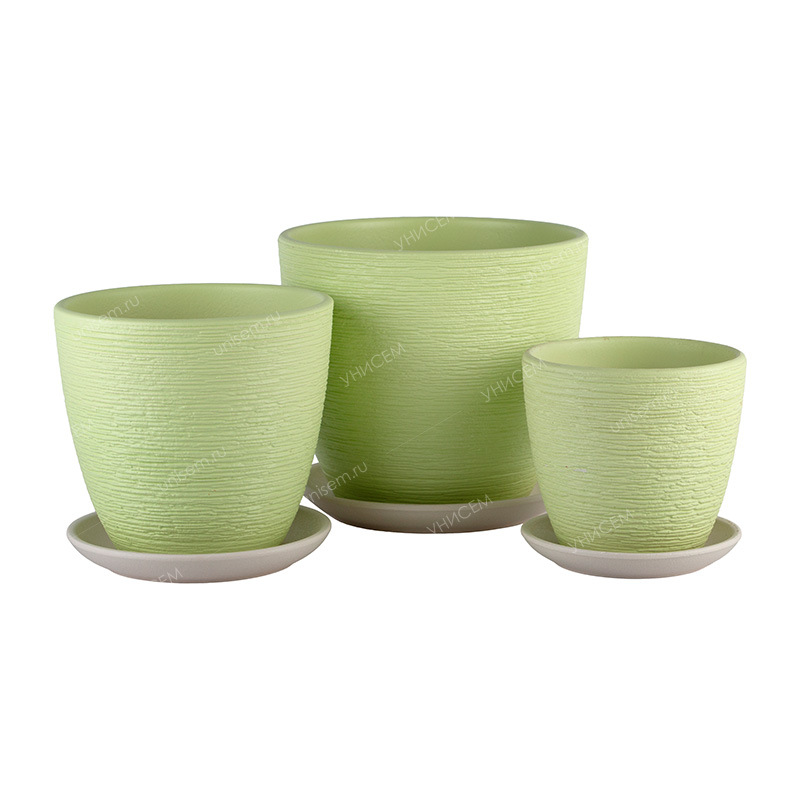 Набор горшков Крокус Гнездо зеленый из 3-х 0,7/1,4/2,3л (уп.1)