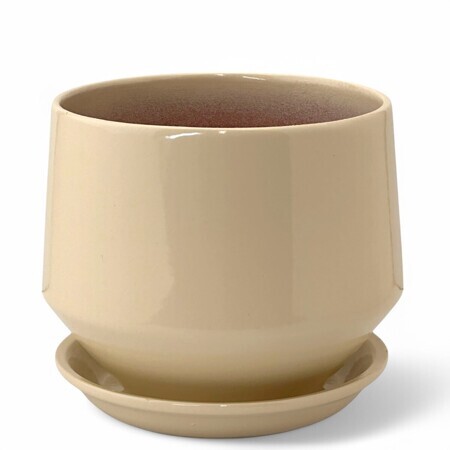 Горшок Диана Глянец бежевый 0,64л d10 h9см с поддоном (уп.6)