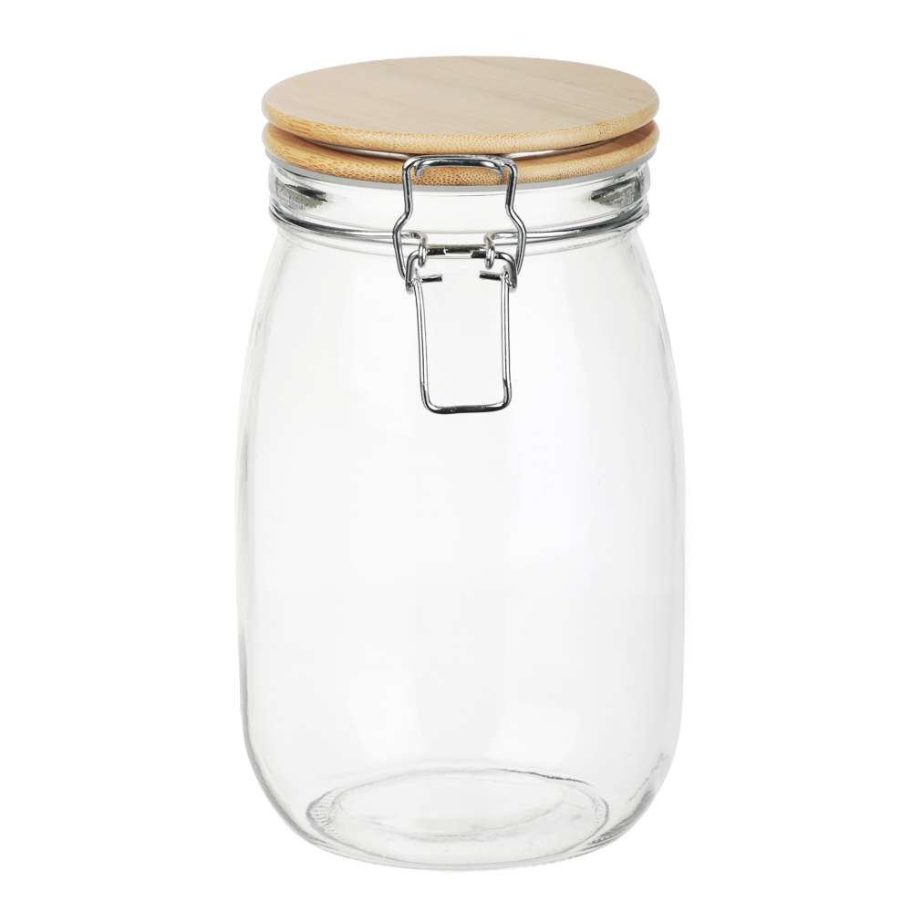 Банка для сыпучих продуктов 1000мл 11x17см стекло, крышка бамбук