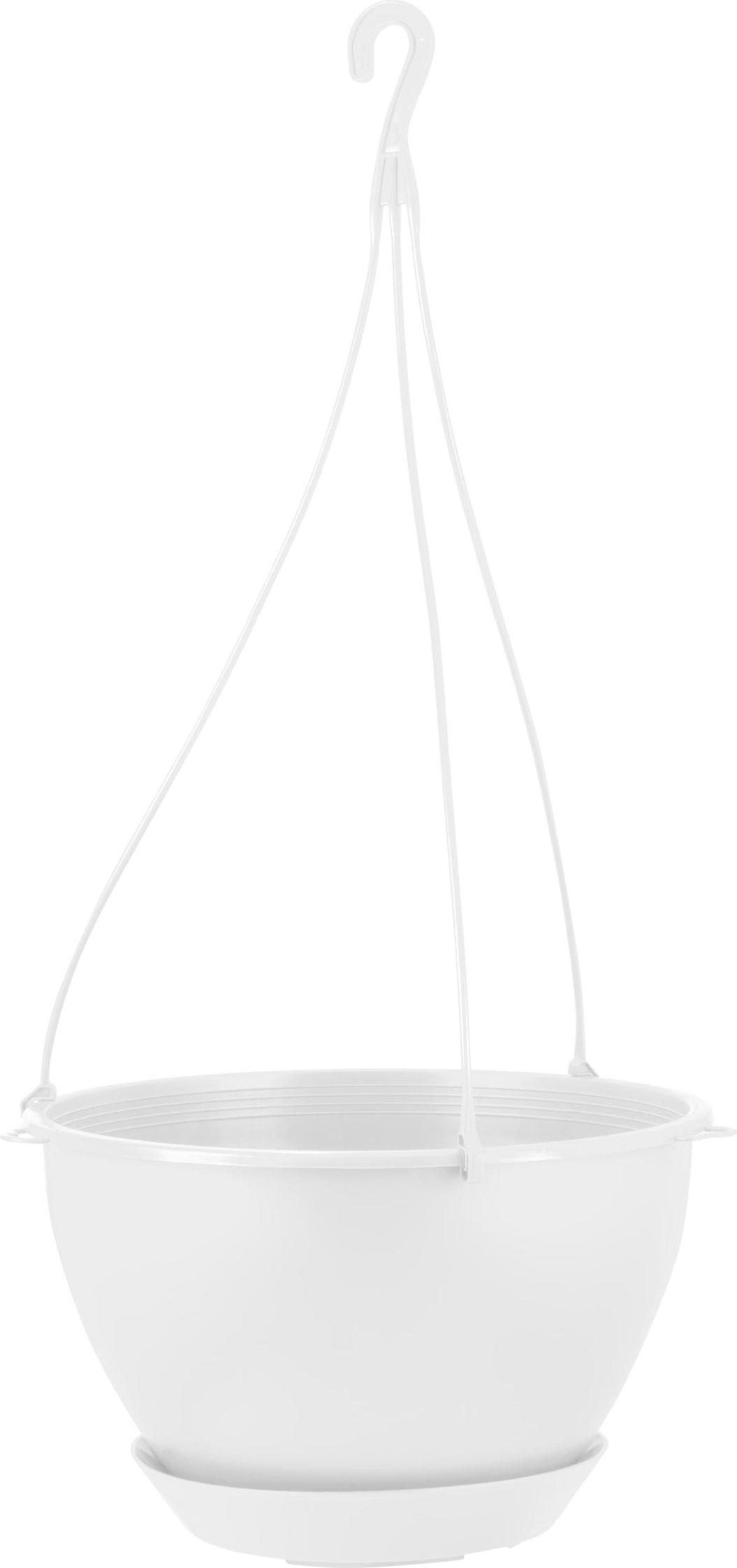 Горшок подвесной Афина 4,5л белоснежный жасмин, фиксируемый поддон, с подвесом (уп.16)