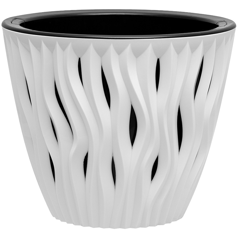 Кашпо Вдохновение 7,5л Белый/чёрный со вставкой (уп.6)