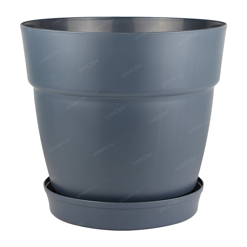 Горшок Villa de Fiori 26л D380мм Вулканический серый с фиксируемым поддоном на колесиках (уп.5)