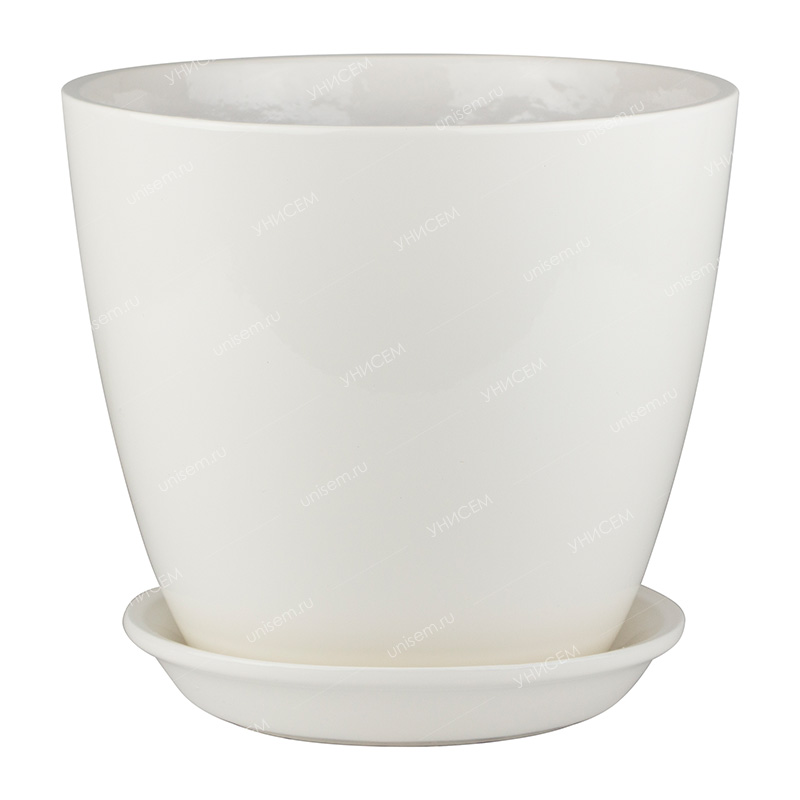 Горшок Бутон Глянец белый 3,2л d18см с поддоном (уп.6)