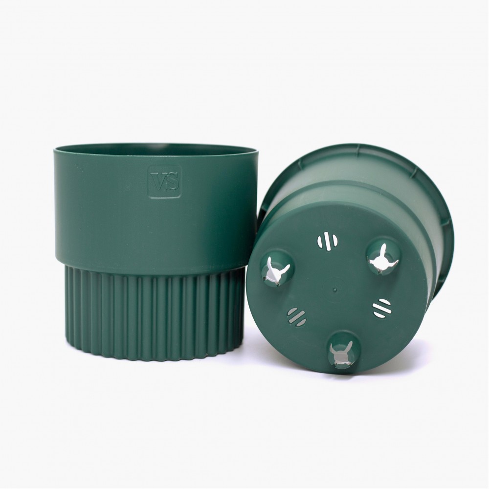 Горшок Бостон цилиндр VipSet 4,5л d19,3 изумруд с дренажной системой (уп.6)