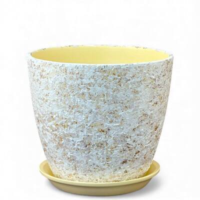 Горшок Бутон Яшма белый 2л 15см с поддоном (уп.6)