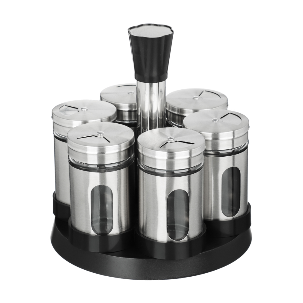 Набор для специй 6шт 15,4x15,4x16,1см стекло, нерж.сталь, пластик, цвет серебро