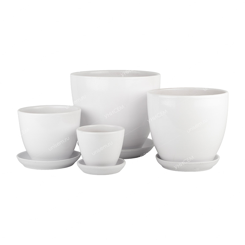 Набор горшков Белый из 4-х 0,4/1/2,5/5л