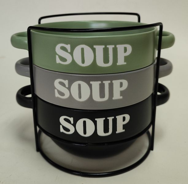 Набор из 3-х салатников Домашняя кухня 500мл на метал/стенде (уп.8)