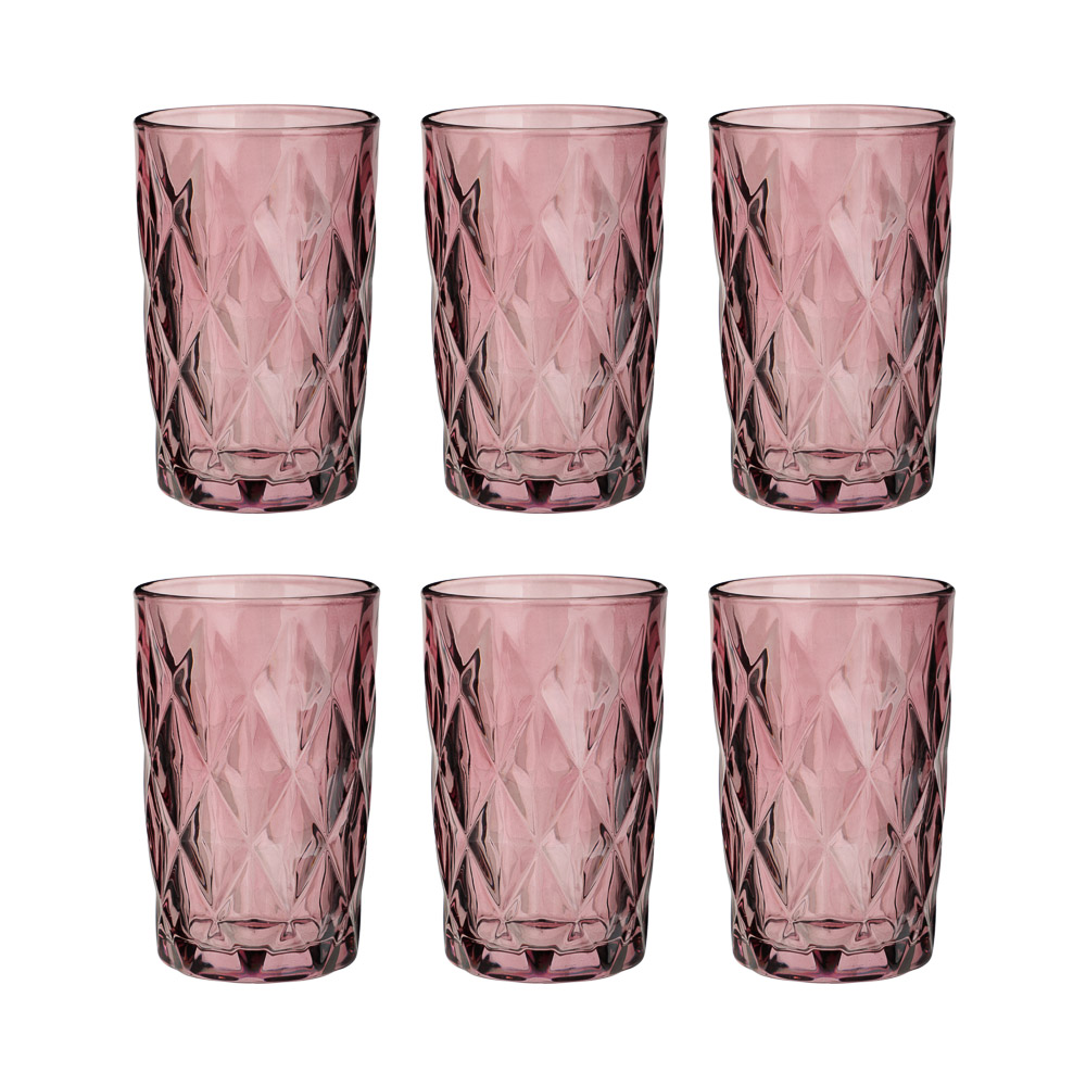 Набор из 6-и стаканов 350мл стекло, бордовый ромб