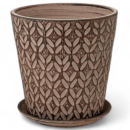 Горшок Ажур слива 3,2л 21см с поддоном, гончарка (уп.1)