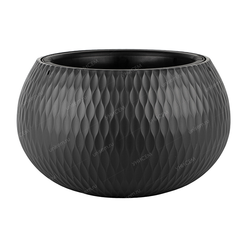 Кашпо Жемчужина 9,7л d290 графитовый с внутренней вставкой 4л (уп.4)