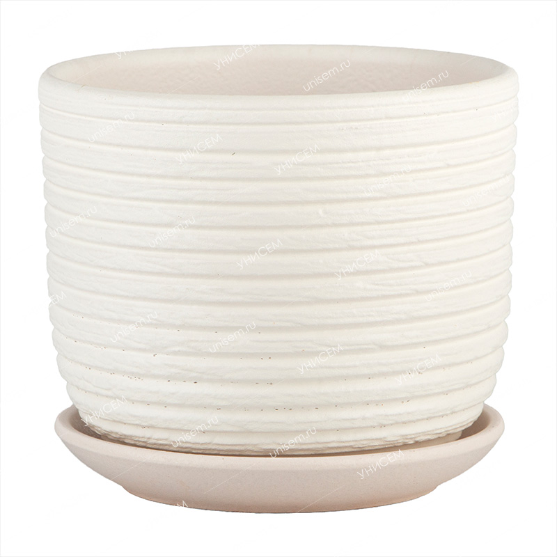 Горшок Бук Лоза 0,8л d12 белый с поддоном (уп.16)