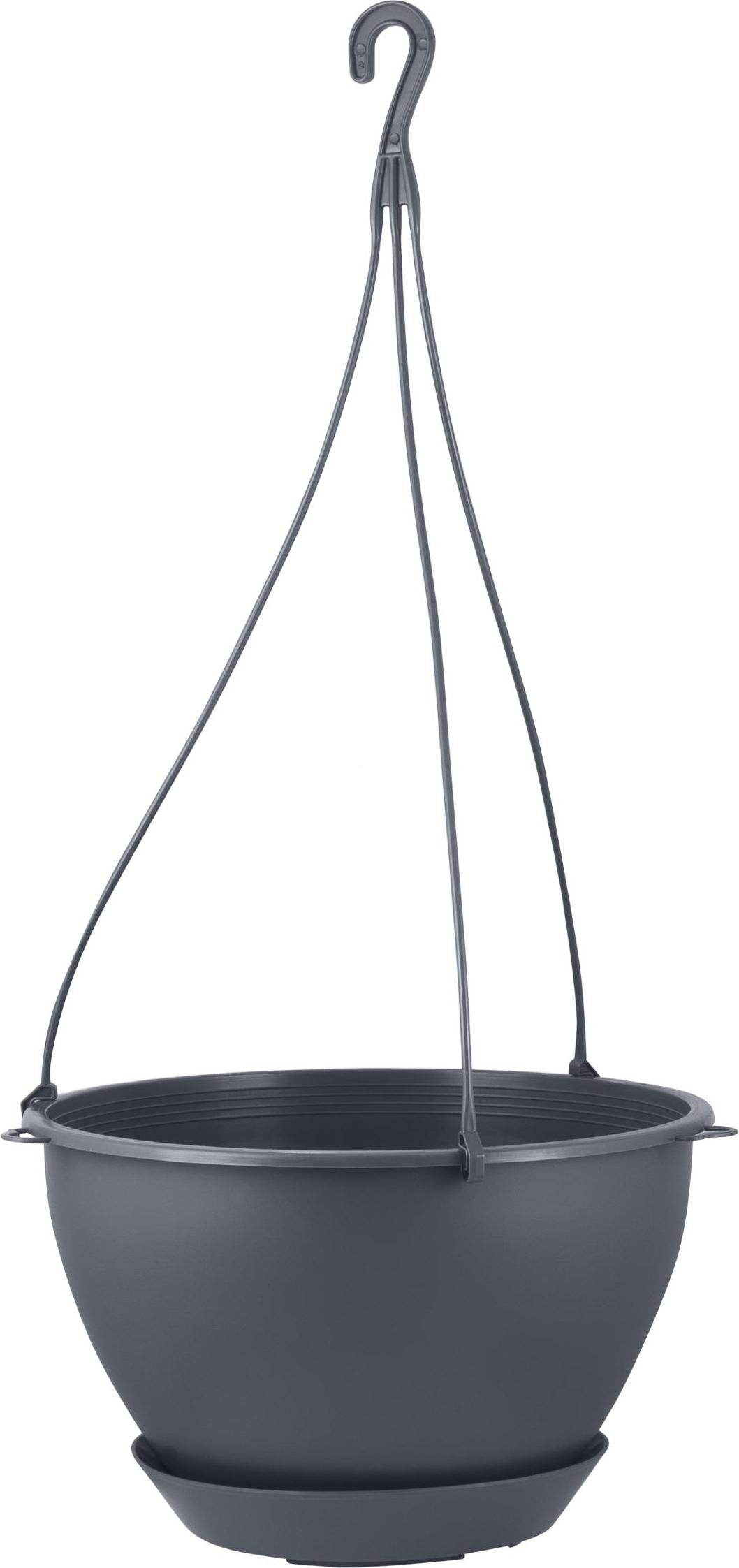 Горшок подвесной Athena 4,5л вулканический серый, фиксируемый поддон, с подвесом (уп.16)