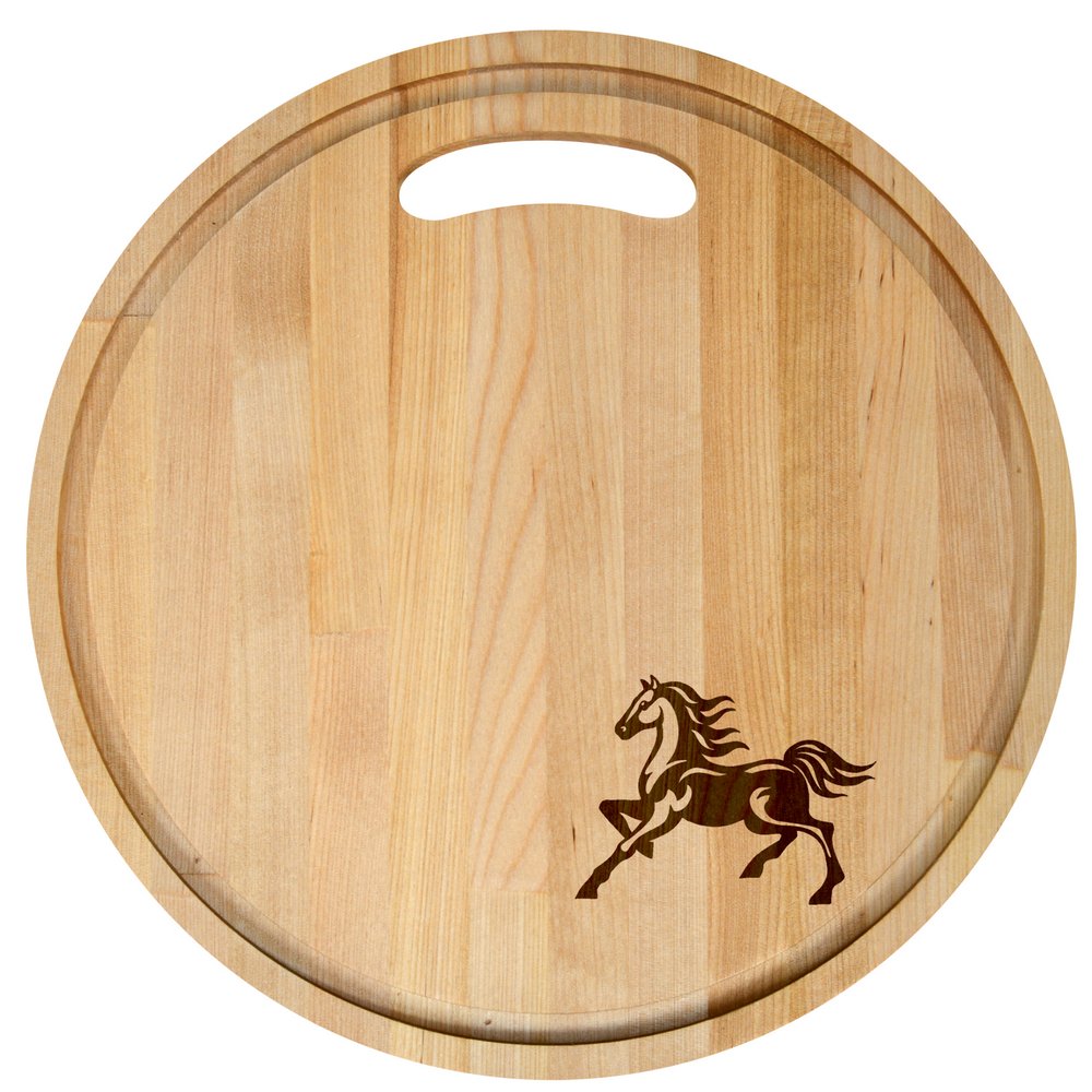 Доска разделочная d28см Мустанг с желобками, береза (уп.35)