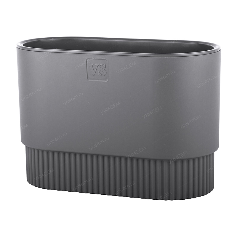 Горшок Бостон овал VipSet 7л 30*30*20,3 антрацит с дренажной системой (уп.3)