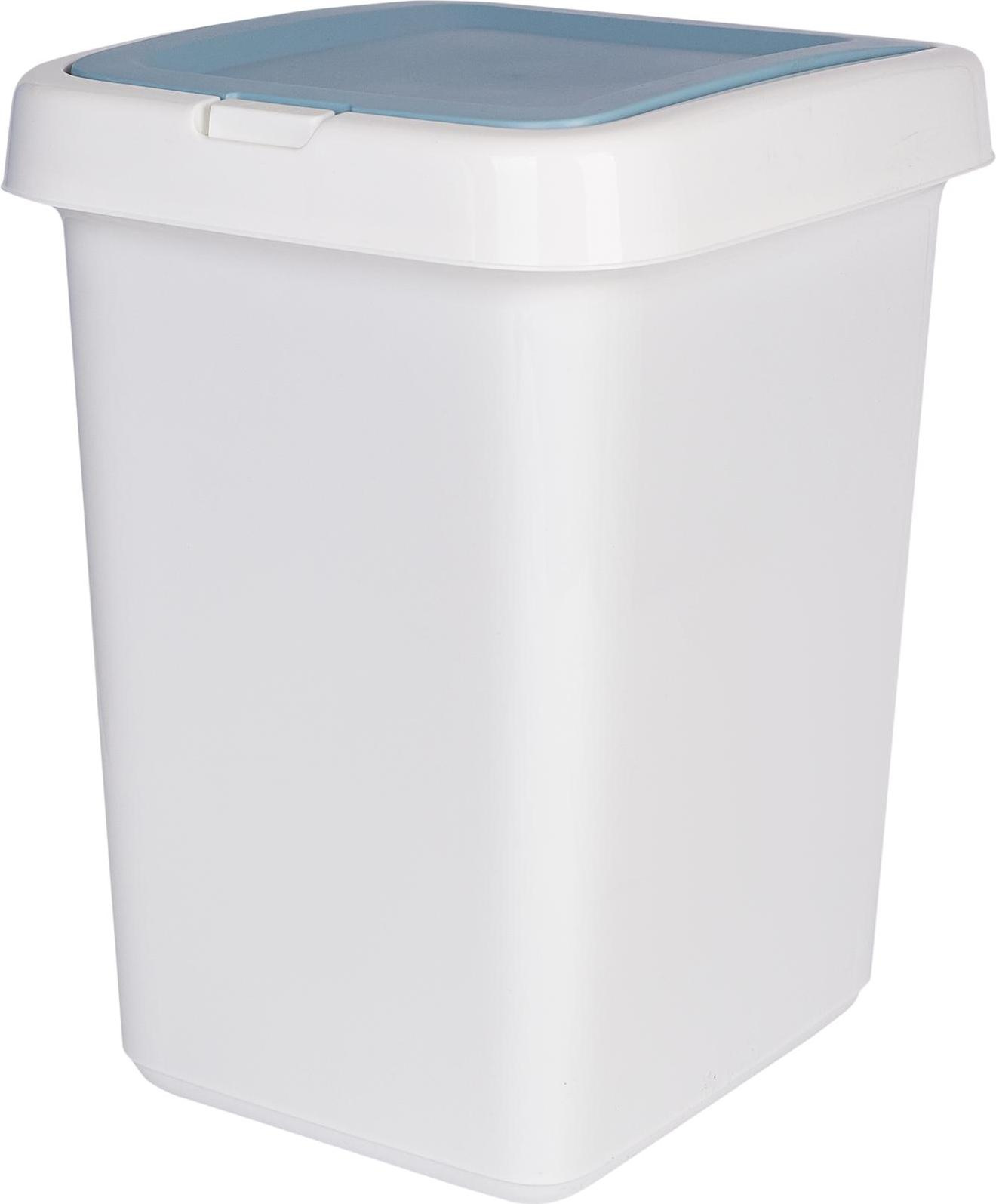Контейнер для мусора 25л Step крышка закрывается на кнопку, белый (уп.4)