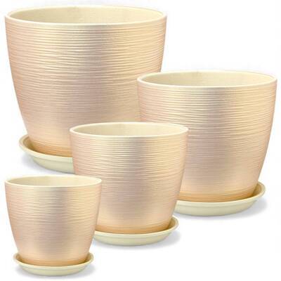 Набор горшков Бутон Перламутр персик из 4-х 0,9\1,7\3,2\5л (уп.2)