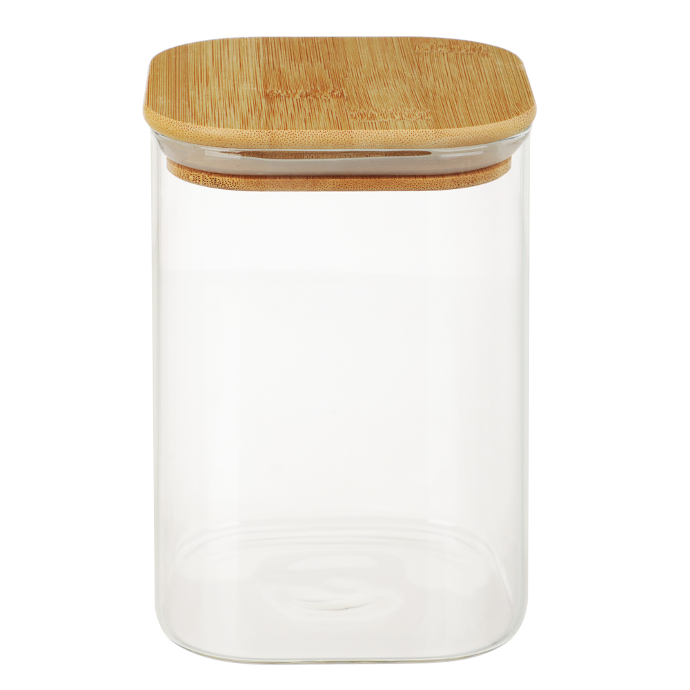 Банка для хранения ЭКО Вуд 1л 14,5х10х10см стекло, бамбук
