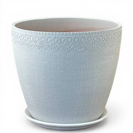 Горшок Бутон Тесёмка-бязь d18см с поддоном, гончарка (уп.1)