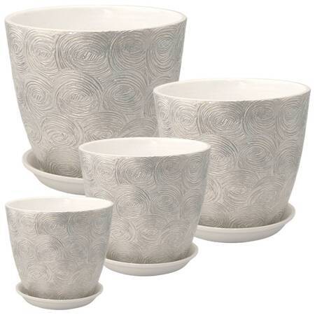 Набор горшков Бутон диско серый из 4-х 0,9\1,7\3,2\5л (уп.2)