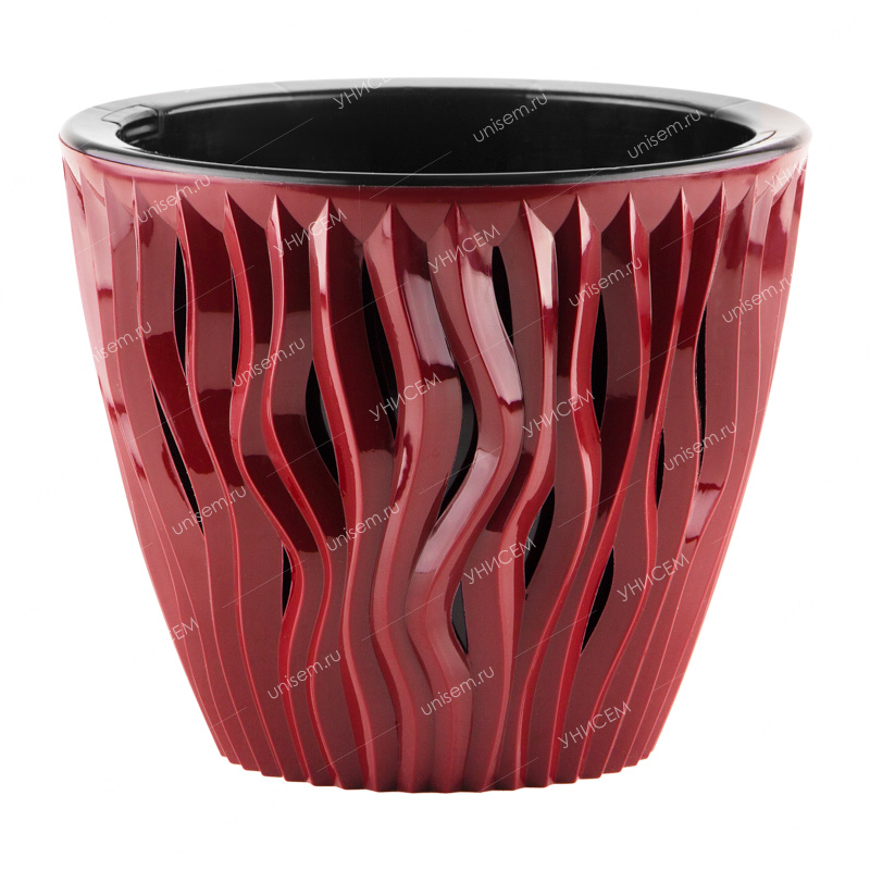 Кашпо Вдохновение 4,5л Бордо/Чёрный со вставкой (уп.10)#