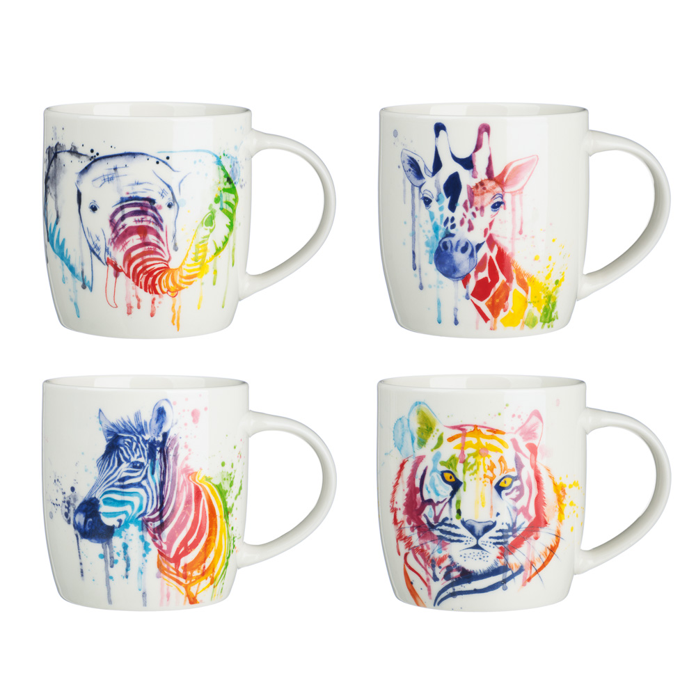 Кружка 350мл Сафари, фарфор, 4 дизайна