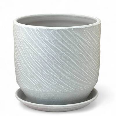 Горшок Цилиндр Безе серый 3,8л d18см с поддоном, гончарка