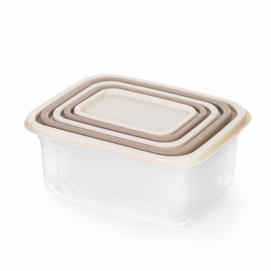 Набор емкостей для СВЧ Матрёшка 0,2л; 0,4л; 0,7л; 1,2л; 1,9л, какао-бежевый (уп.16)