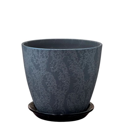 Горшок Бутон Шелк графит 0,9л d12см с поддоном(уп.6)