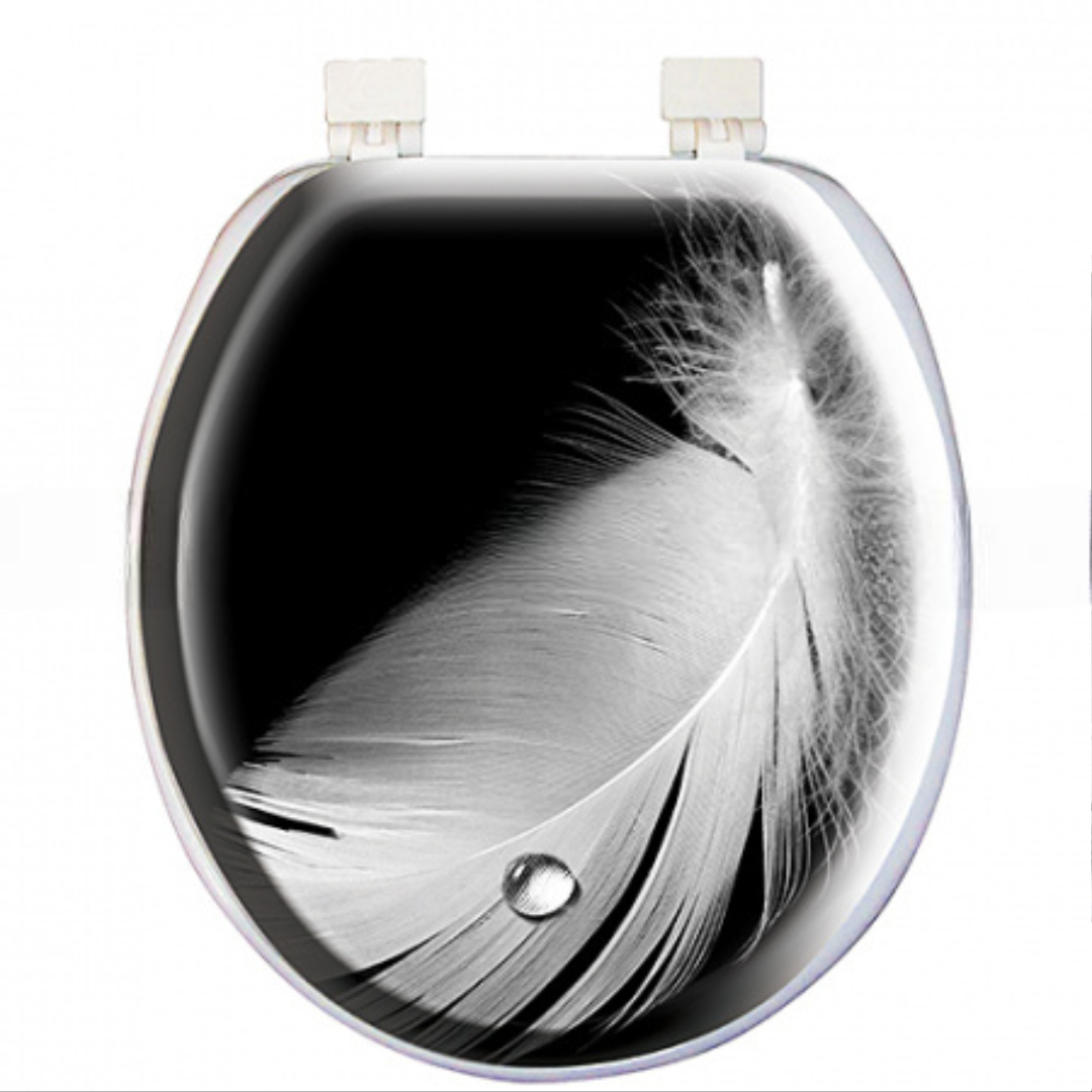 Сиденье для унитаза мягкое Перо на чёрном (уп.16)