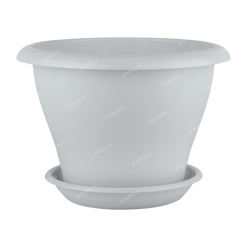 Горшок Гамма 2,9л D22 серый с поддоном (уп.24)#