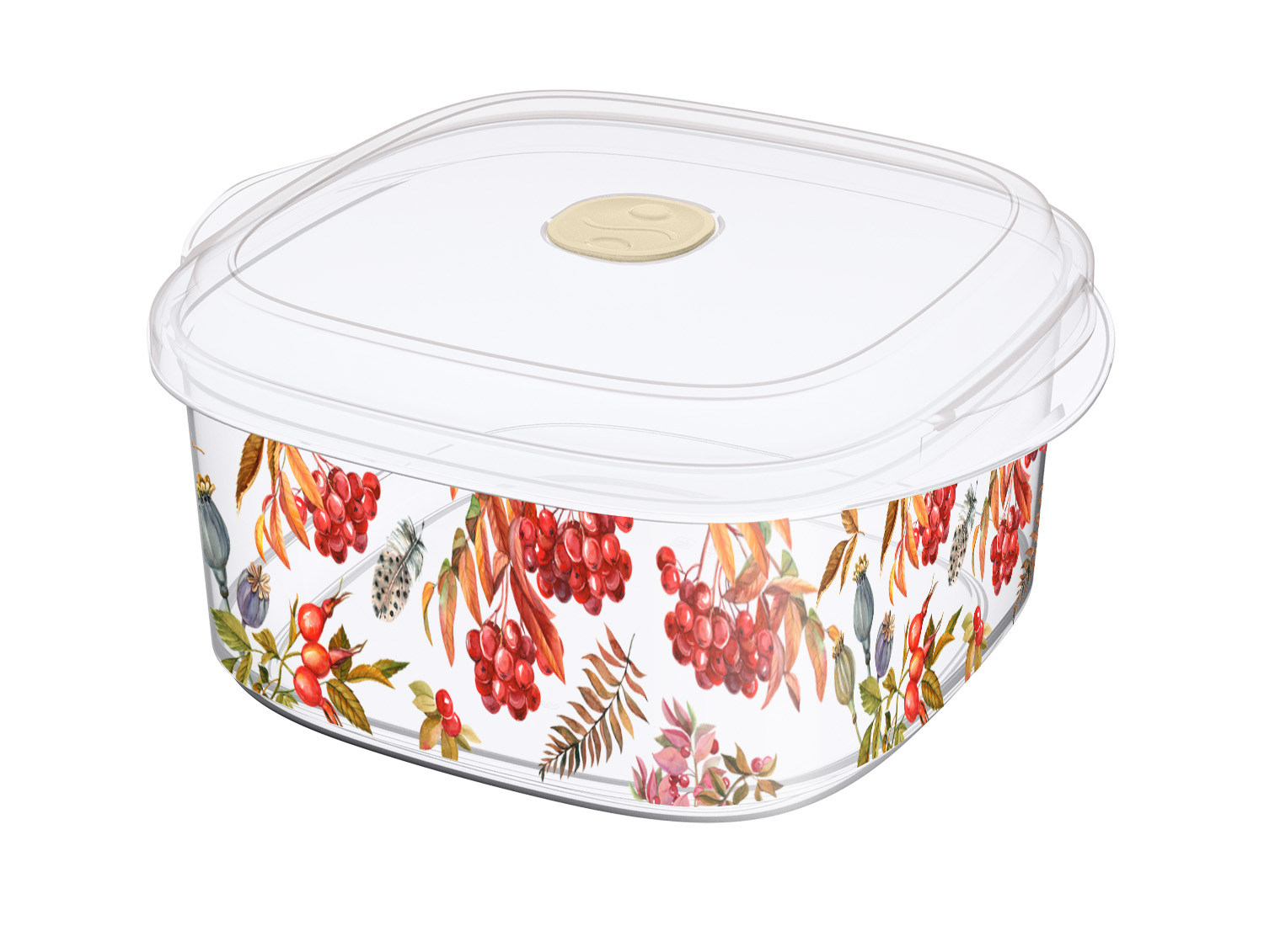 Емкость для СВЧ 1,6л с клапаном с декором, бесцветный (уп.16)