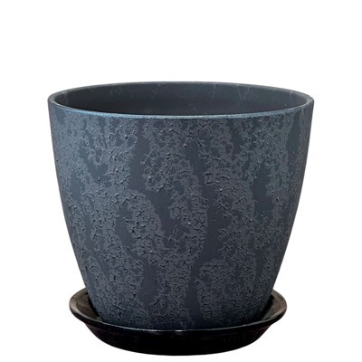 Горшок Бутон Шелк графит 2л d15см с поддоном(уп.6)