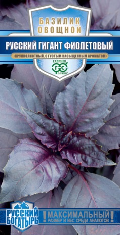 Базилик Русский Гигант фиолетовый 0,1г Русский богатырь