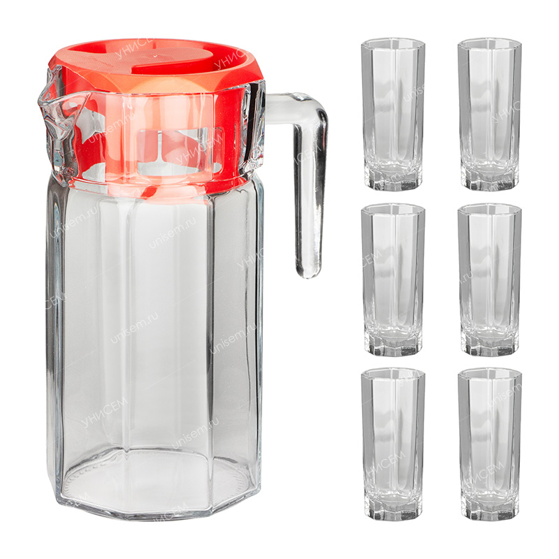 Набор для напитков Кошем: графин 1250мл+6 стаканов (уп.4)