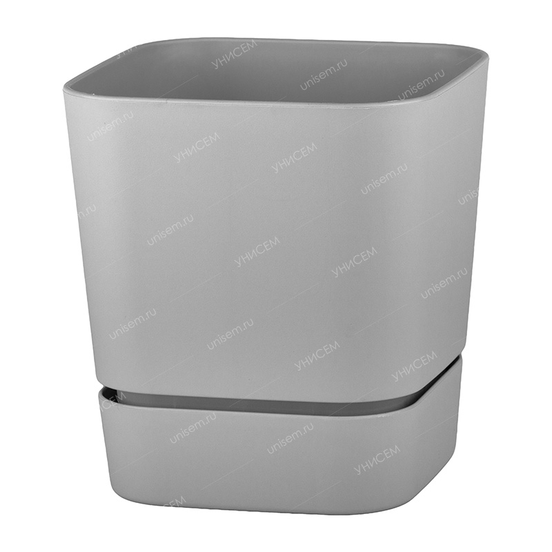 Горшок Гранд Квадрат 12,6л 25,5*25,5*27 серый-муссон с поддоном (уп.4)