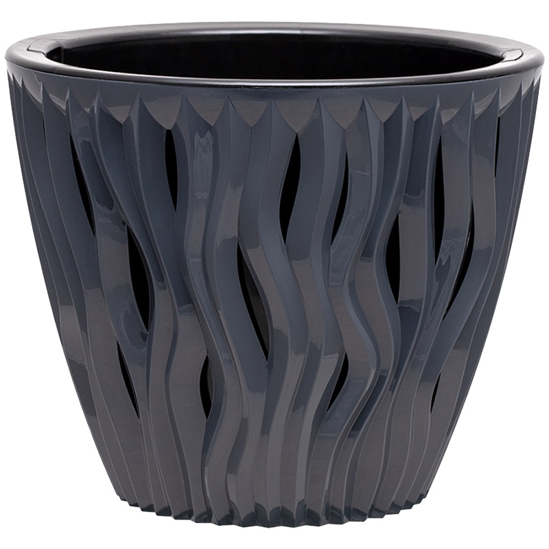 Кашпо Вдохновение 7,5л Антрацит со вставкой (уп.6)