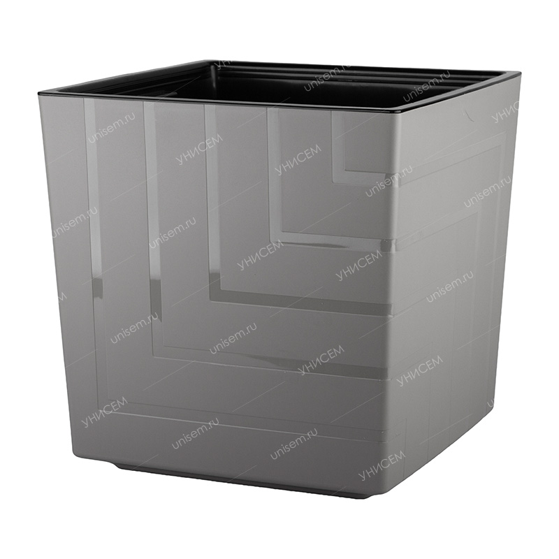 Горшок КВАДРО 23,4л d30 h30 АНТРАЦИТ с вкладкой (уп.2)