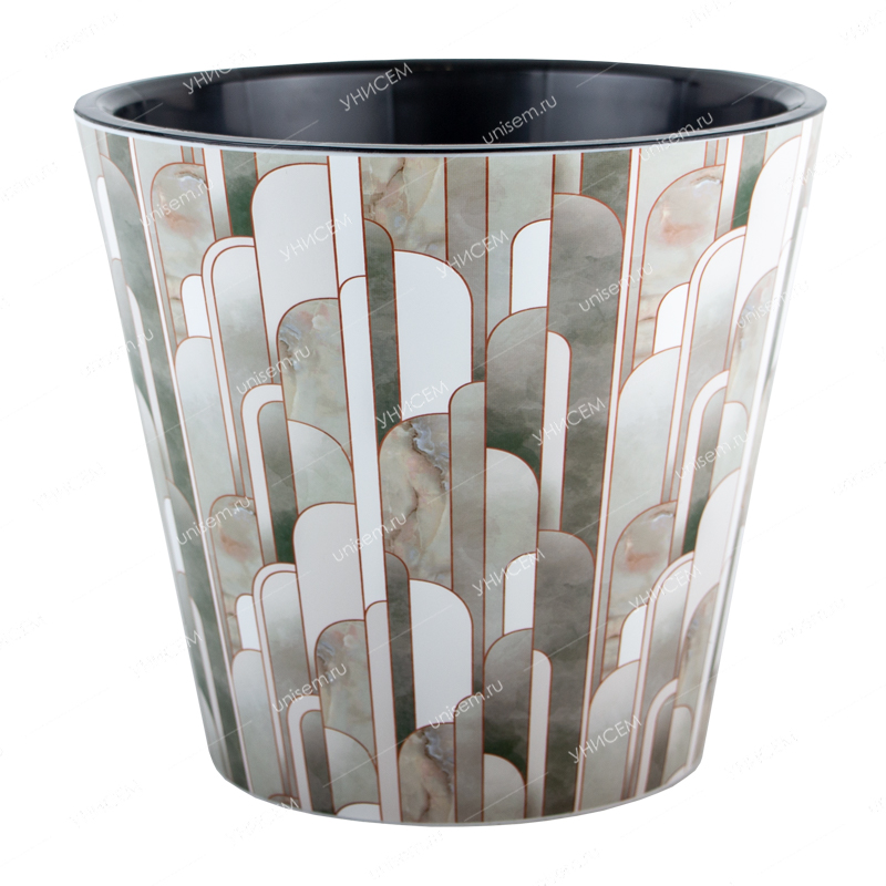 Горшок Rosemary 4л D200мм белый с декором, с дренажной вставкой#