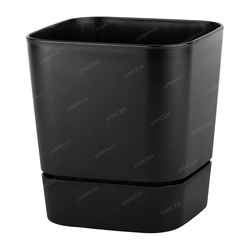 Горшок Гранд Квадрат 5,5л 19*19*20,5 чёрный с поддоном (уп.6)