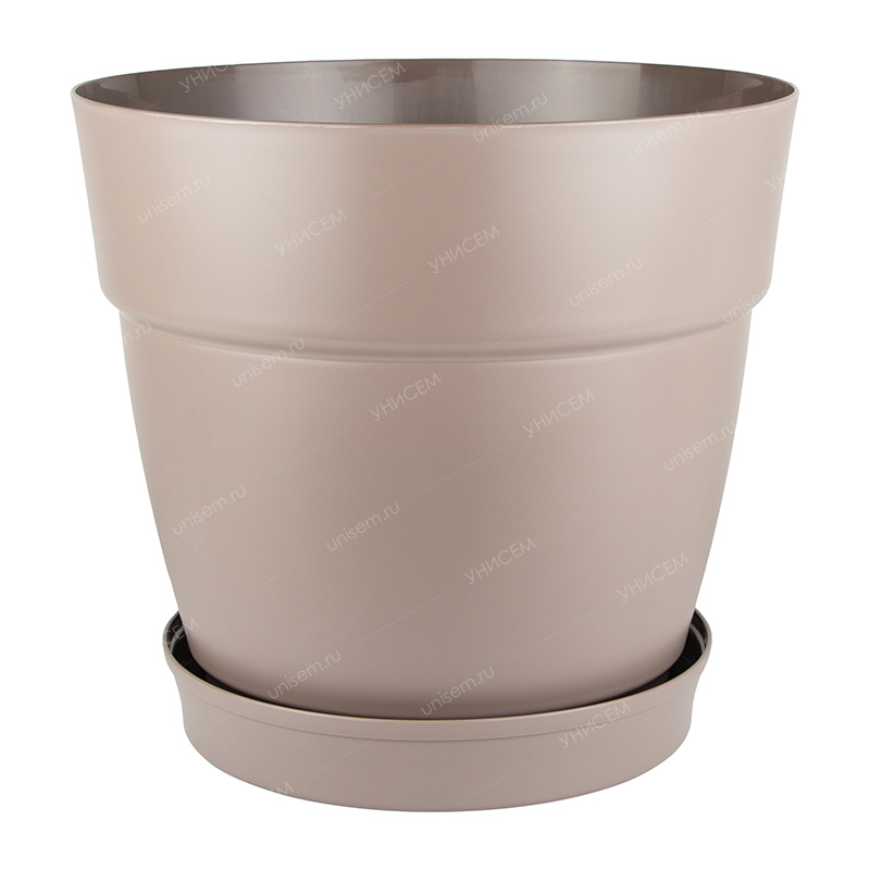 Горшок Villa de Fiori 26л D380мм Французский платан с фиксируемым поддоном на колесиках (уп.5)