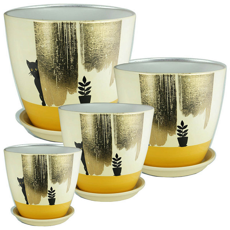 Набор горшков Бутон Котик из 4-х 0,9/1,7/3,2/5л (уп.2)