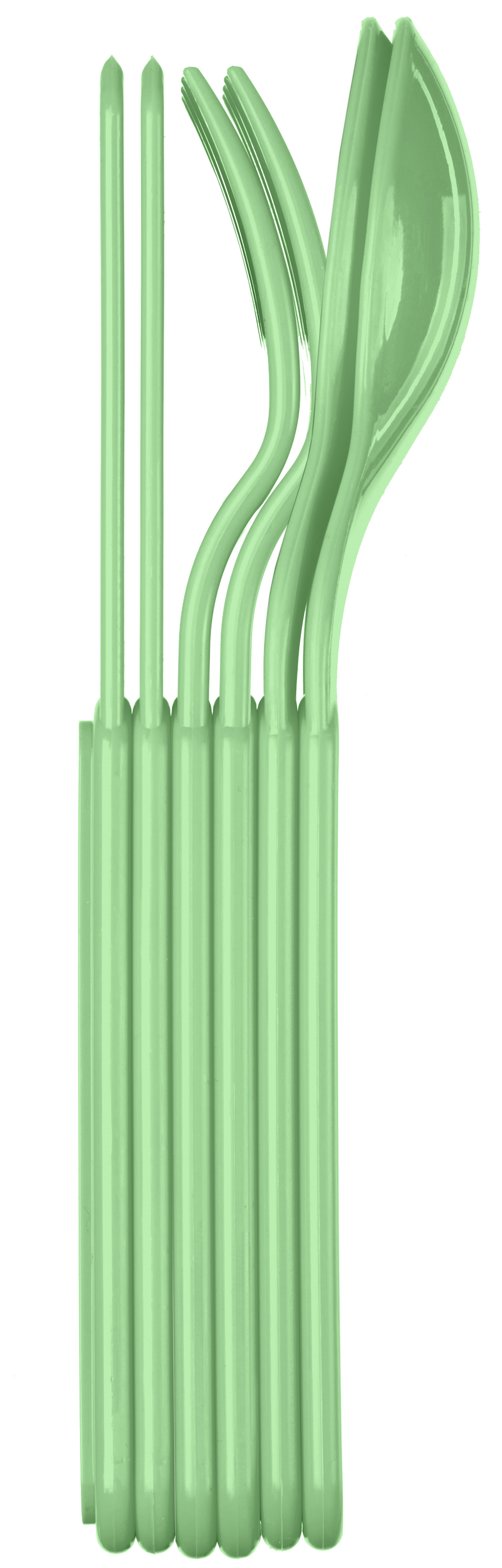 Столовые приборы: вилка 2шт, ложка 2шт, нож 2шт, зеленый (уп.20)