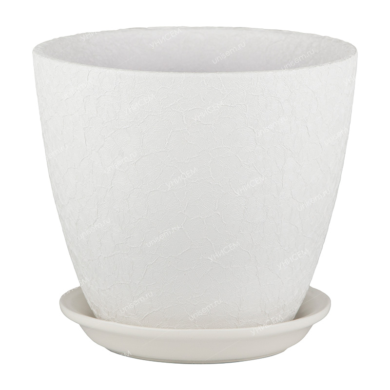 Горшок Бутон Винил белый 3,2л d18см с поддоном (уп.6)