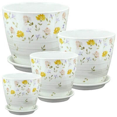 Горшок Бутон Ситец 1л 12см с поддоном (уп.6)