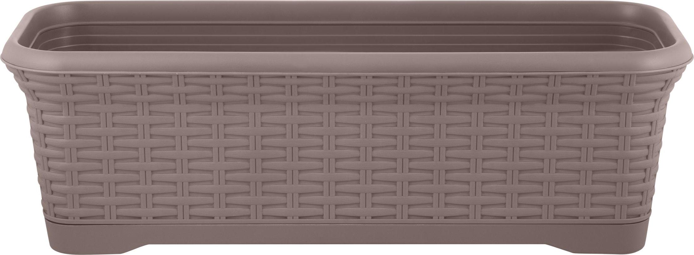 Балконный ящик Rattan 10л 55см съемный поддон, французский платан (уп.6)